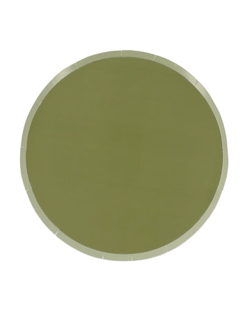 6 db kis, kétszínű kartontányér zsályazöld és szürkészöld színben, 18 cm bohém dekoráció