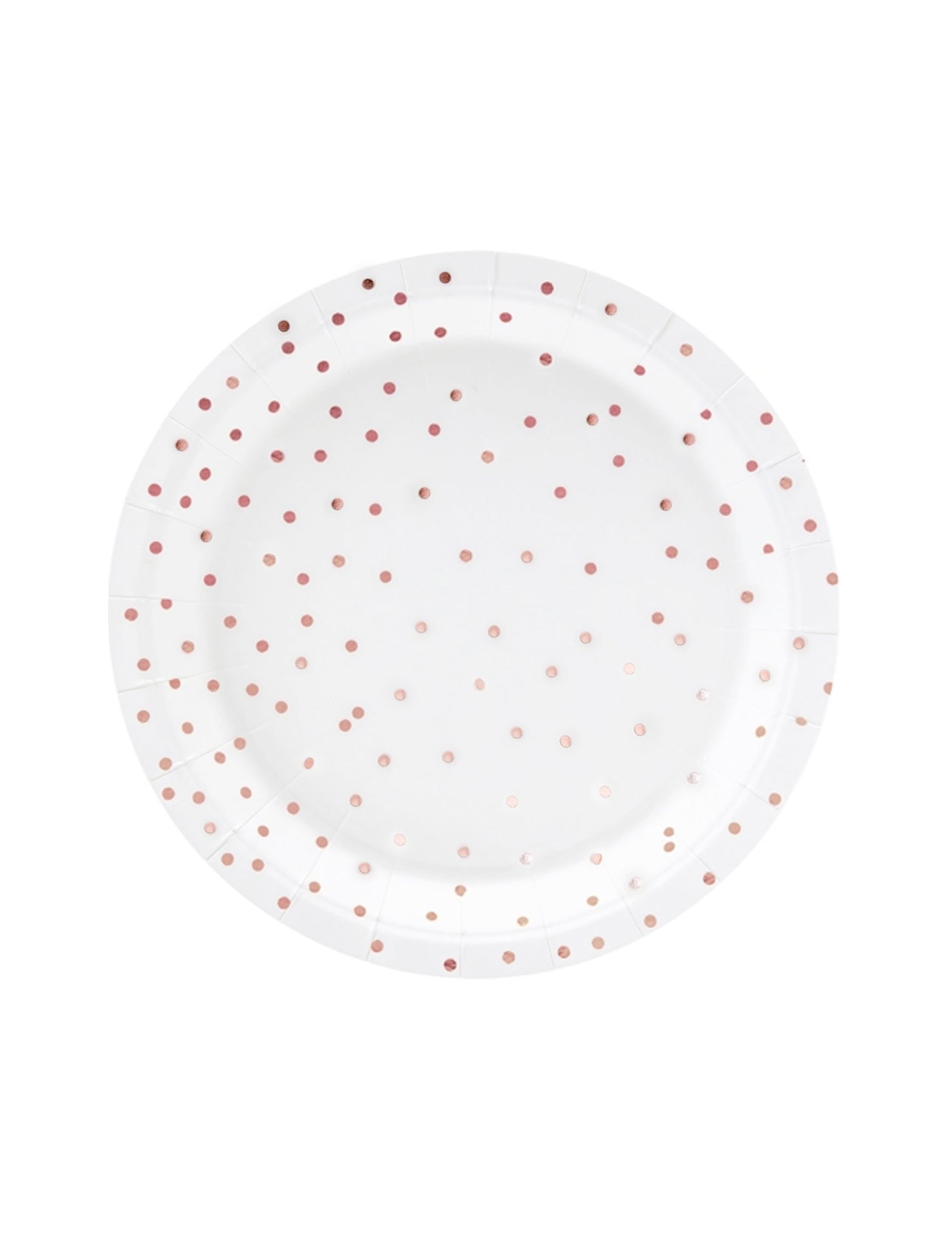 Assiettes en carton à pois pour table blanches et rose gold