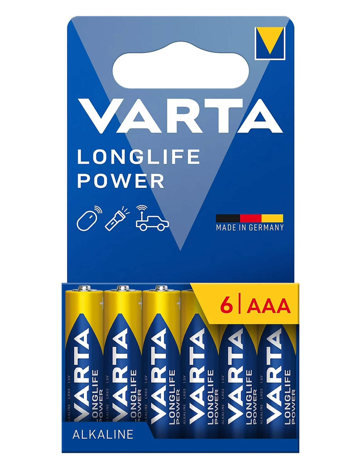 Piles LONGLIFE POWER LR03/AAA bleues et jaunes lot de 6