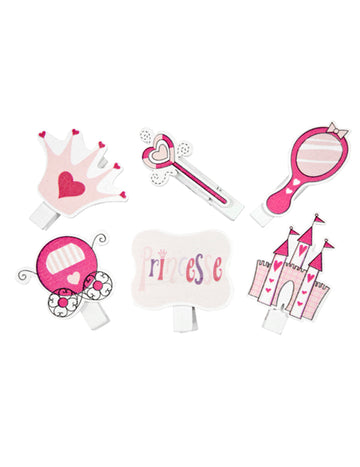 6 díszes hercegnős témájú klipsz 4 cm születésnapi asztalra