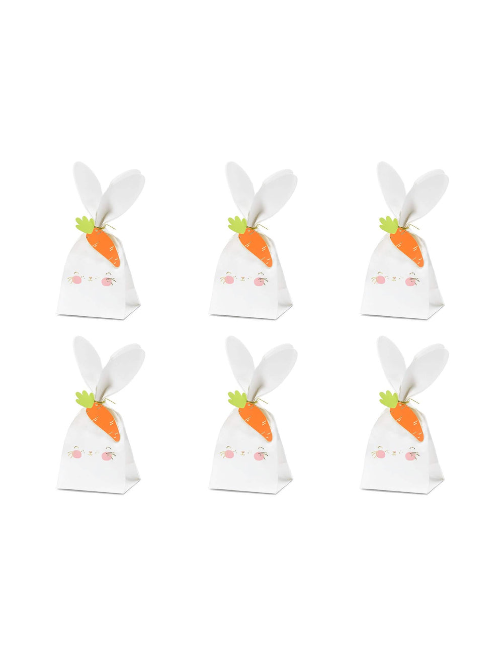 Sacs à bonbons Lapins pour fête blancs en papier avec carotte orange