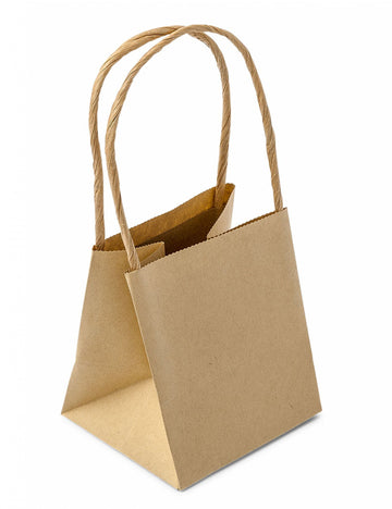 6 db kraftpapír ajándéktasak csavart fülekkel, 9 x 8 x 10 cm cm