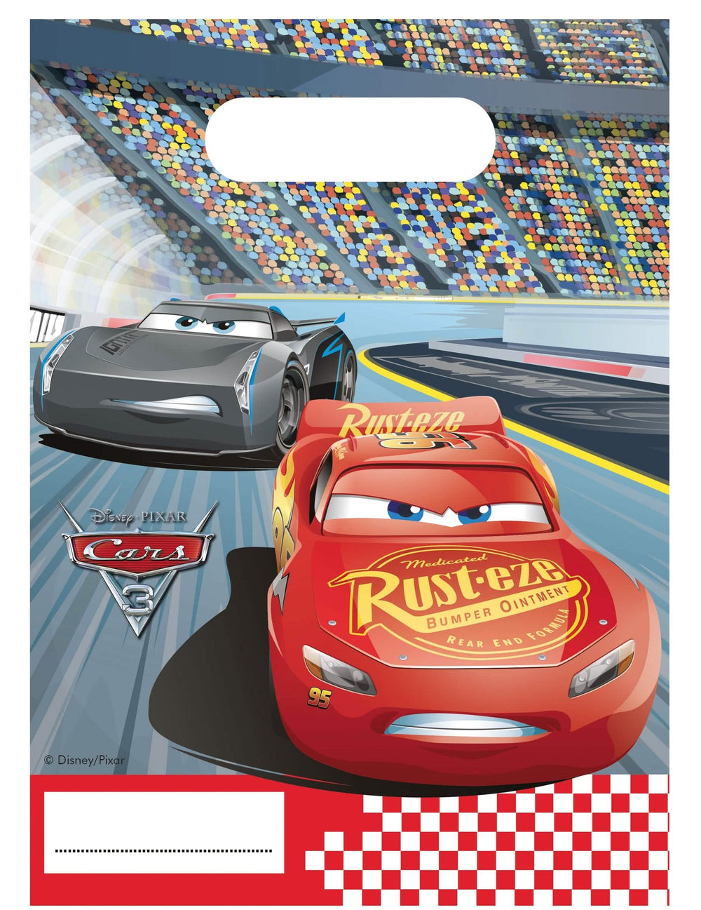 Cars 3 ajándéktáskák gyermek piros Flash McQueen és Jackson Storm-mal