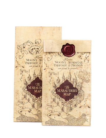 Sacs cadeaux Harry Potter pour fête motif Carte du Maraudeur beige avec sceau rouge