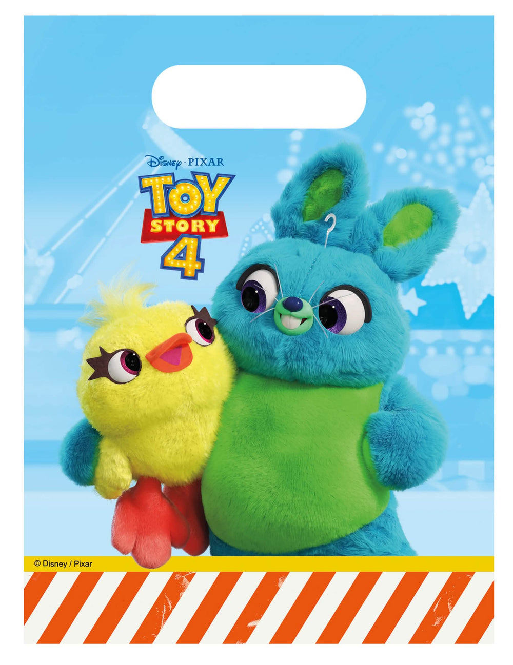Toy Story 4-es kék ajándéktáskák gyermek számára Duckyval és Bunnyval