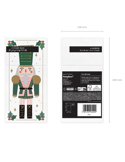 6 db papír Diótörő szalvéta/evőeszköz tasak 10 x 20 cm