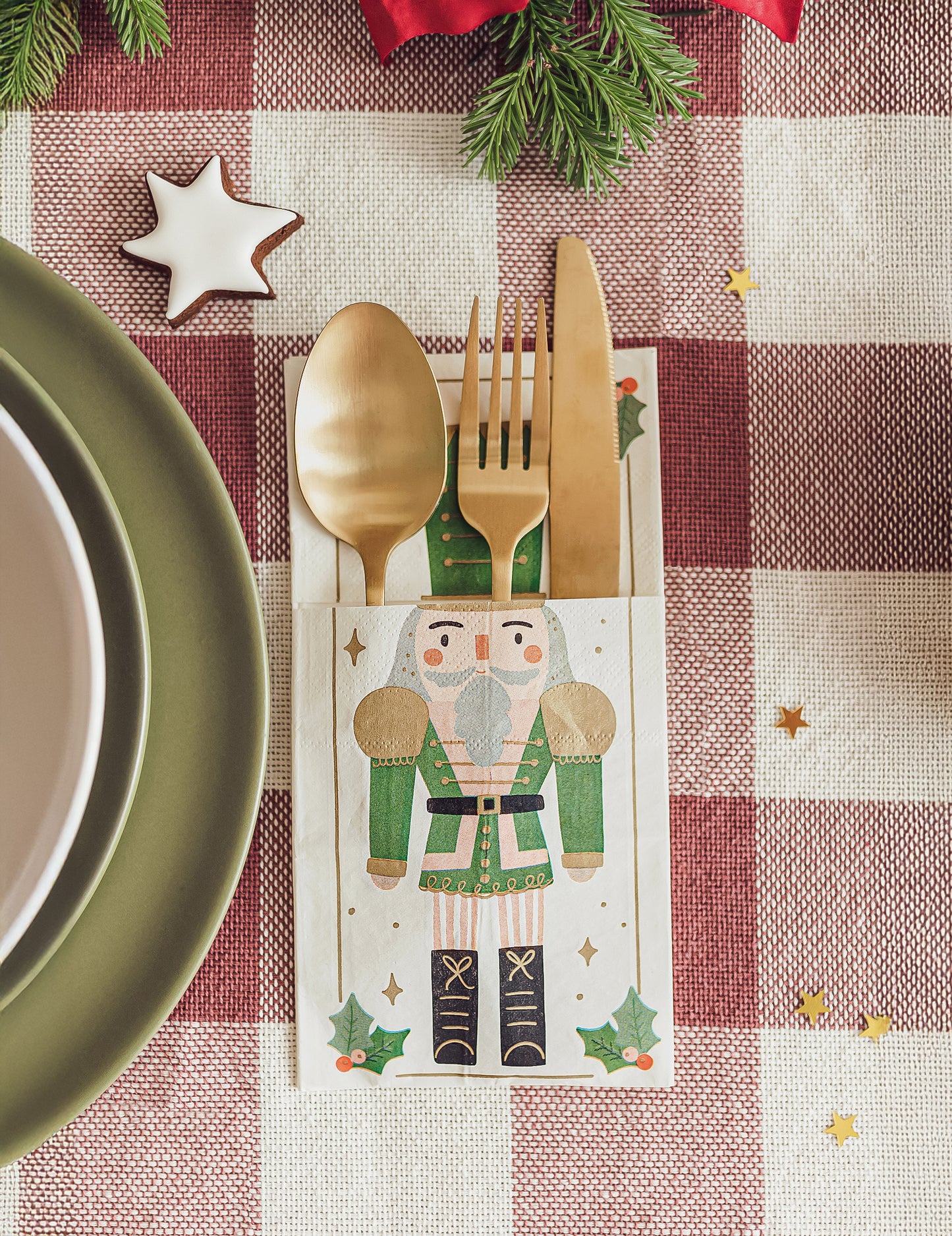 6 db papír Diótörő szalvéta/evőeszköz tasak 10 x 20 cm