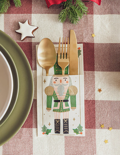 6 db papír Diótörő szalvéta/evőeszköz tasak 10 x 20 cm