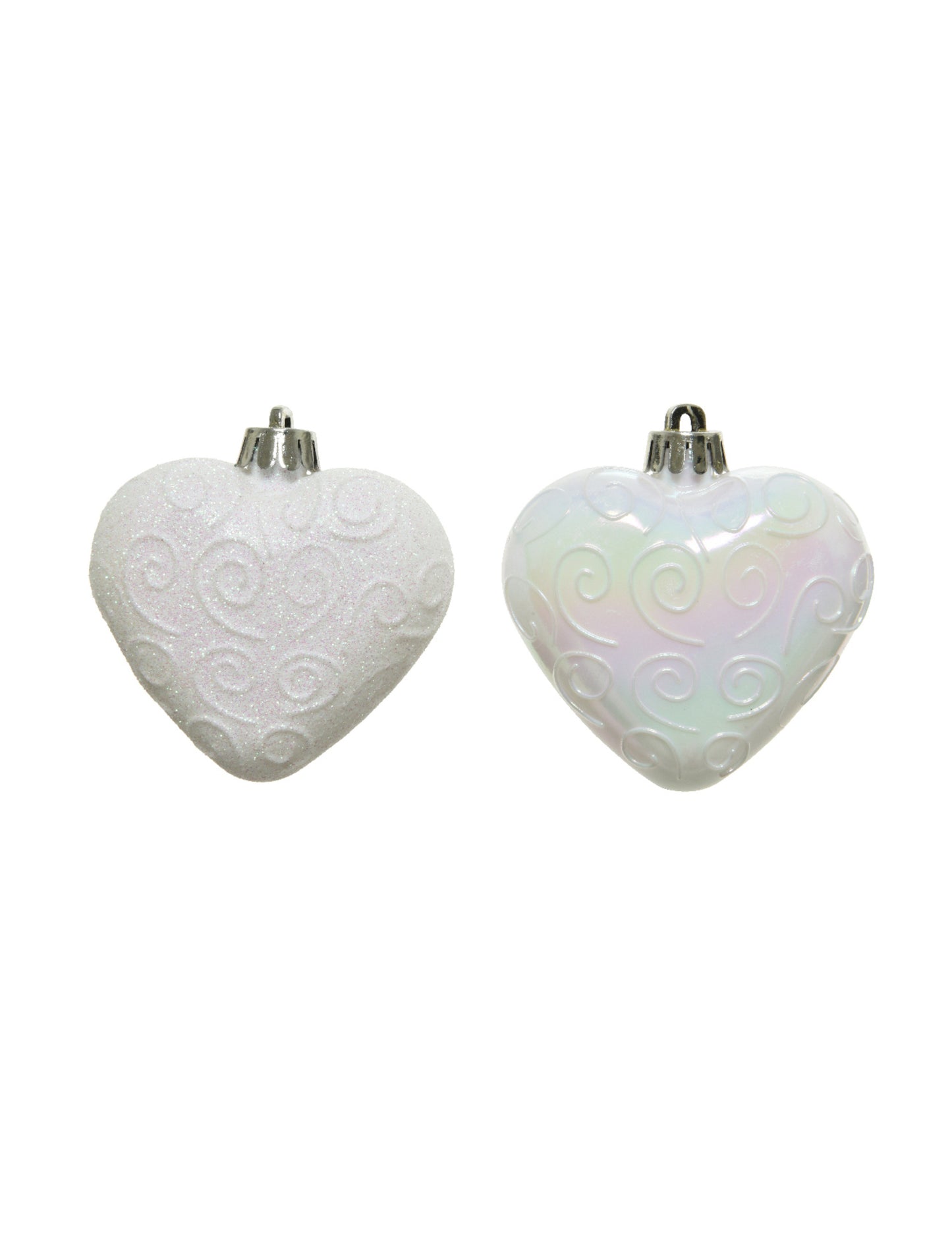 6 fehér szív alakú karácsonyfadísz felfüggesztés 6 cm 