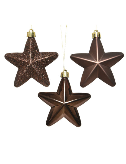 6 csillag alakú csokoládé fenyőfa dísz függődísz 7,5 cm 