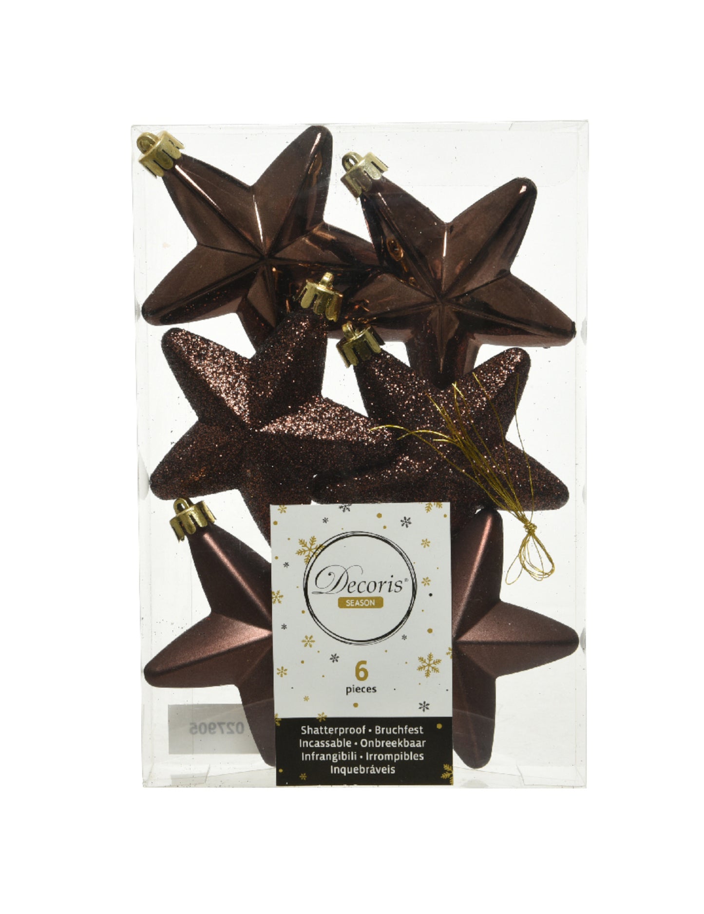 6 csillag alakú csokoládé fenyőfa dísz függődísz 7,5 cm 