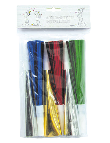 6 színes fémes trombita