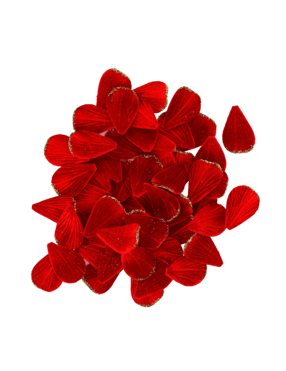 Pétales de roses romantiques pour décoration rouges en velours avec bords dorés