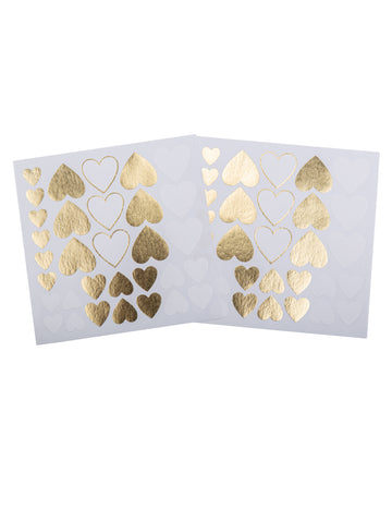 64 fehér és arany szív alakú matrica, 1,5-3 db cm esküvői dekoráció