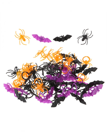 72 db 2 x 4-es műanyag denevér és pók cm Halloween gyűrűk
