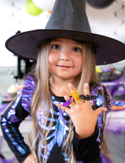 72 db 2 x 4-es műanyag denevér és pók cm Halloween gyűrűk