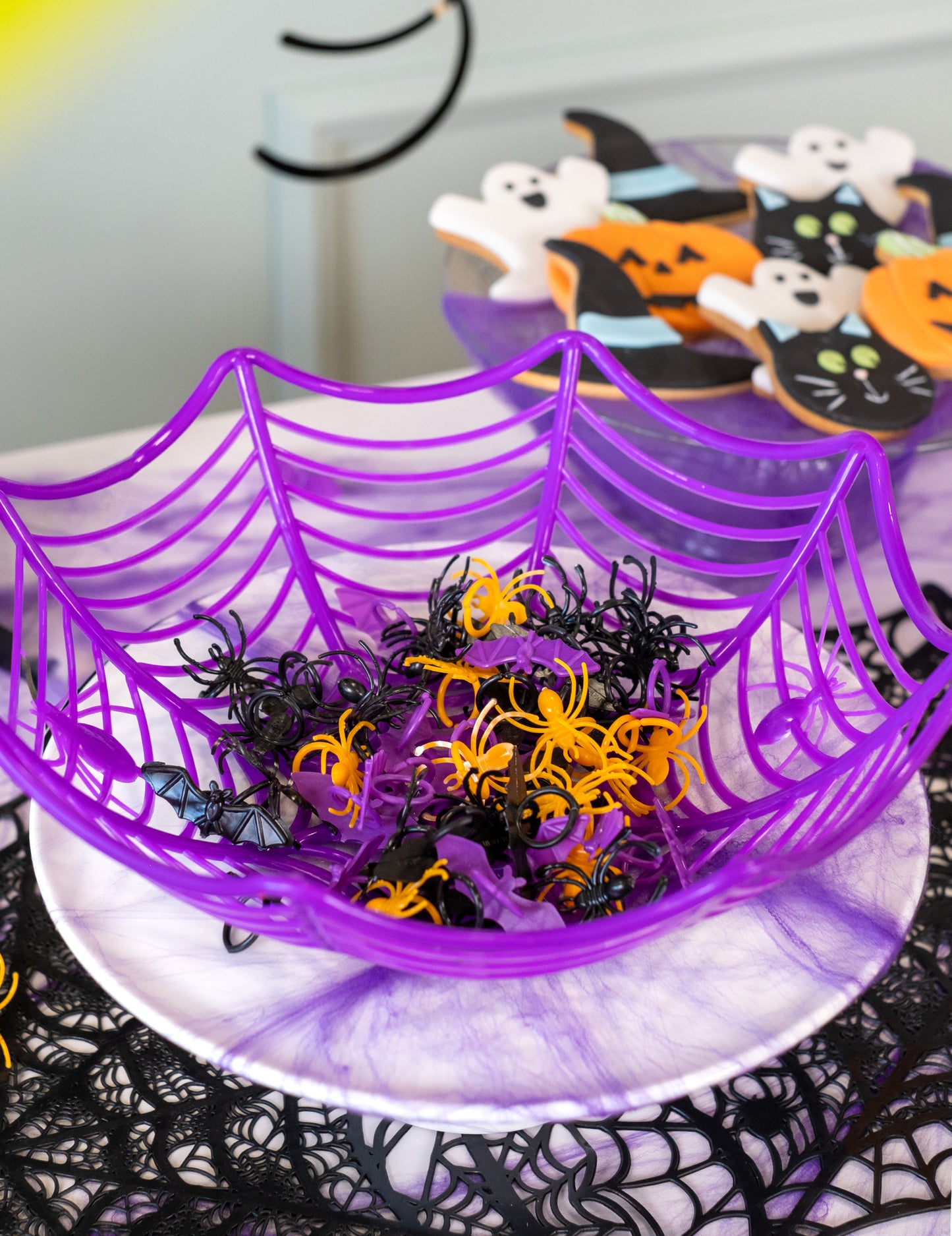 72 db 2 x 4-es műanyag denevér és pók cm Halloween gyűrűk