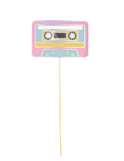 Accessoire photobooth années 90 pour adulte cassette rose et bleue