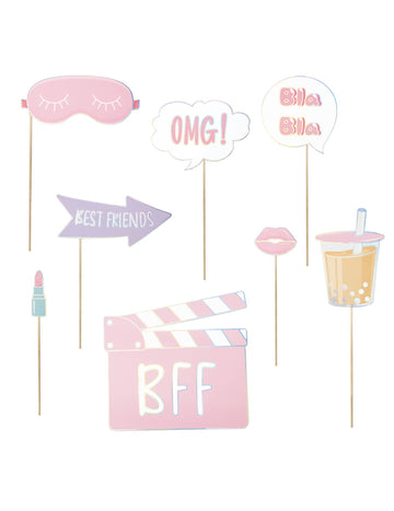 8 kartonból készült fotófülke kiegészítő egy csajos pizsamapartihoz