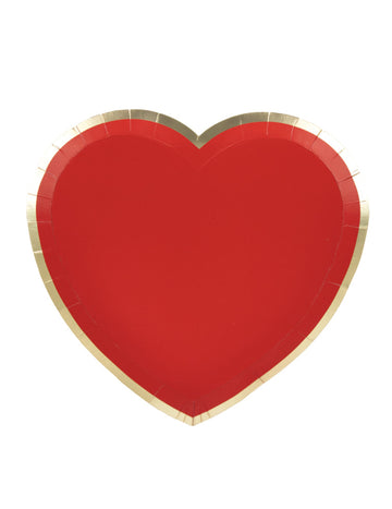 8 piros és arany szív alakú kartontányér 19 cm