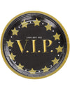 Assiettes en carton VIP pour fête noir et or avec étoiles