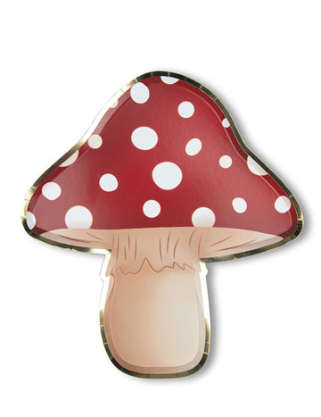 8 piros és fehér gomba alakú kartontányér 23 cm pöttyös