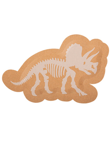 8 db fehér és kraft dinoszaurusz tányér, 14,5 x 22 cm triceratops csontváz