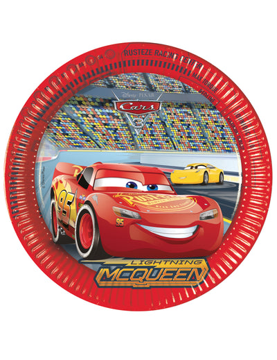 Assiettes en carton Cars 3 pour enfant rouges avec Flash McQueen
