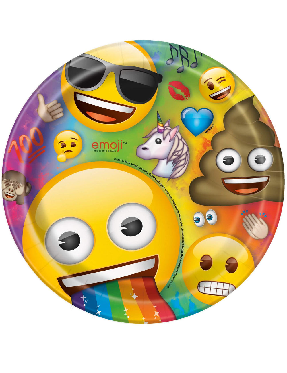 Emojik Rainbow karton tányérok színes, vegyes emoji mintákkal ünnepségre