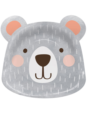 8 db szürke medvefej alakú papírtányér 20,8 x 21,6 cm 