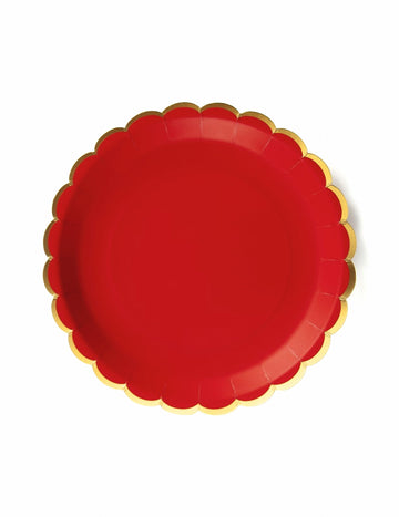 8 kagylómintás piros és arany kartontányér 23 cm karácsonyra