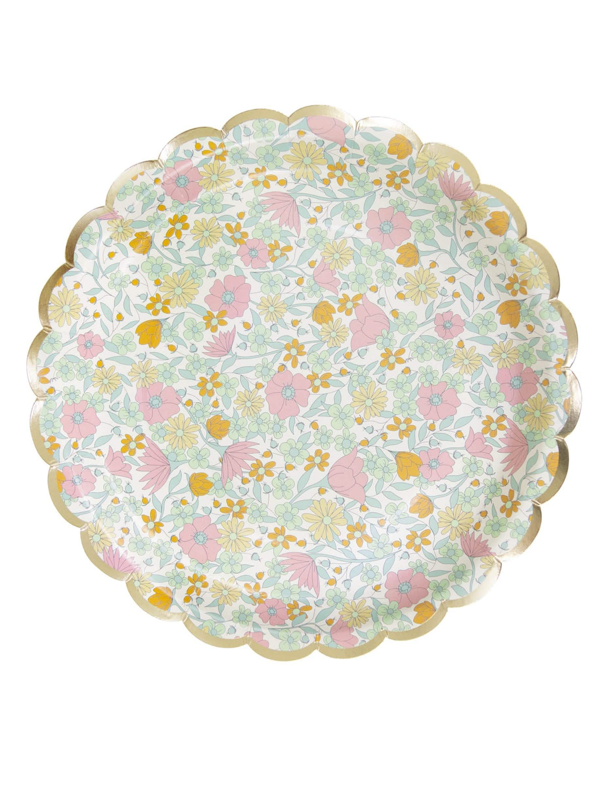 Arany virágmintás shabby karton hullámos tányérok