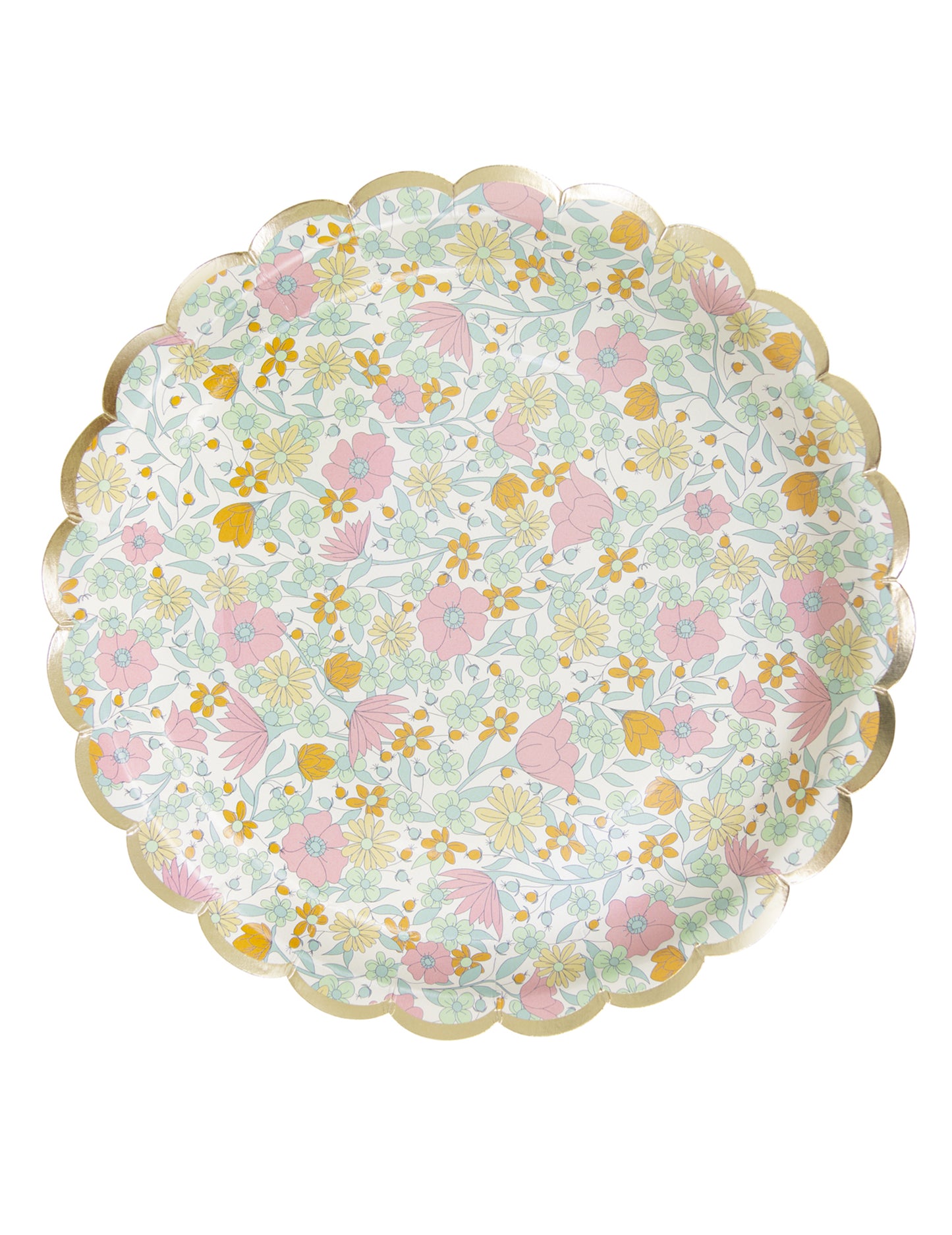 8 arany szegélyű, shabby stílusú, 23 cm-es karton tányér virágos mintával cm 