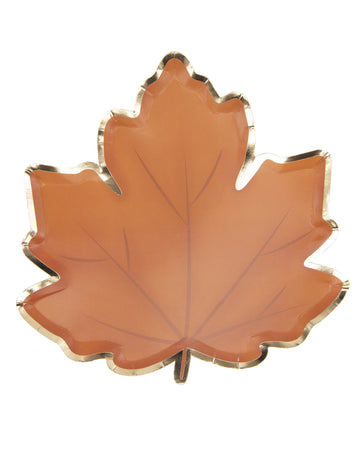 8 papírtányér őszi levél mintával 23 cm arany szegély