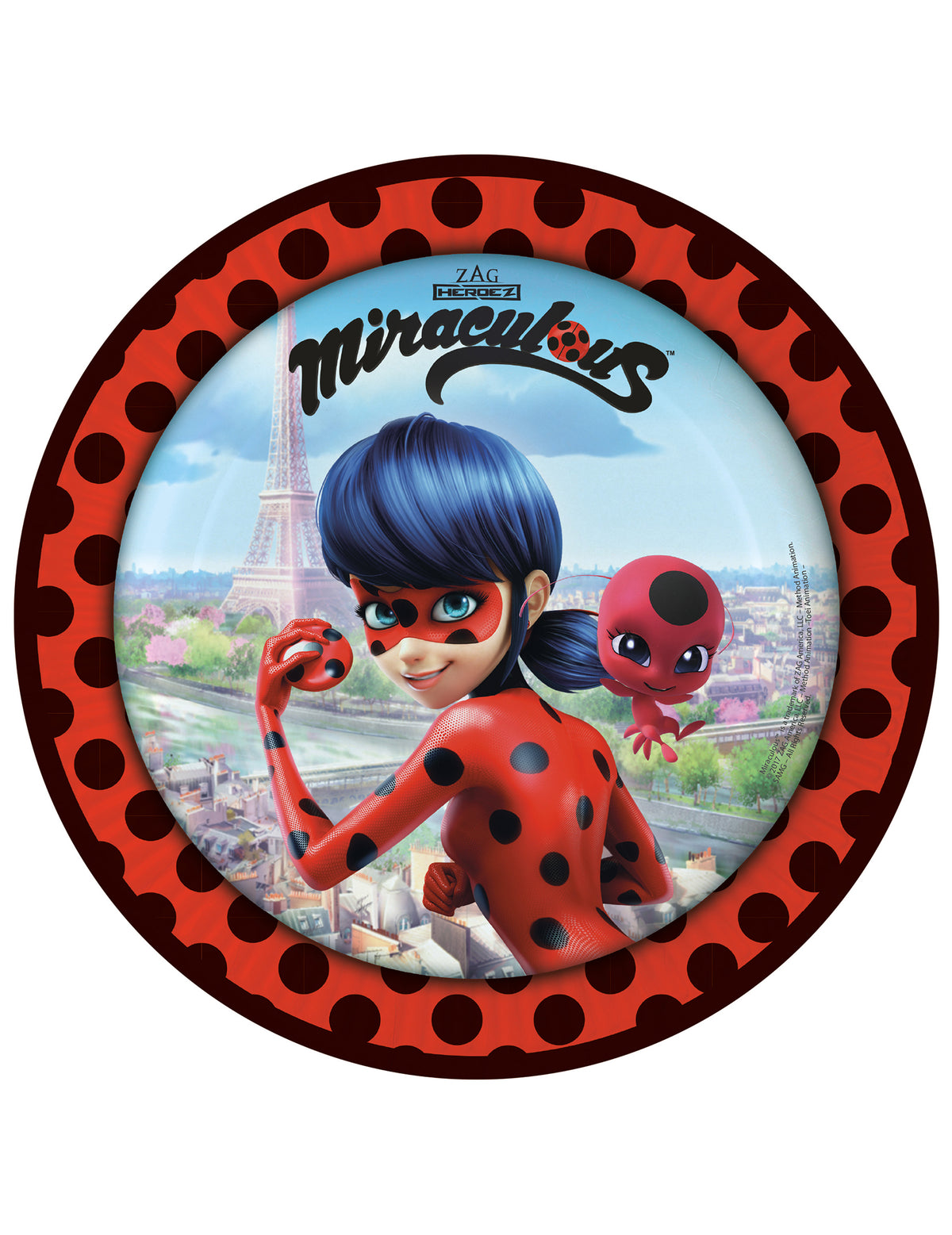 Assiettes en carton Ladybug à Paris pour enfant rouges à pois noirs