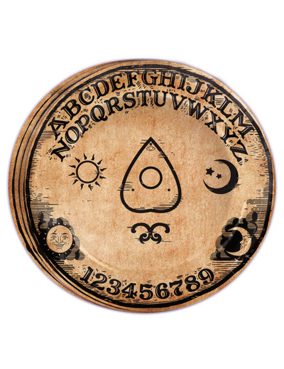 Assiettes en carton Ouija pour fête marron et noir style parchemin
