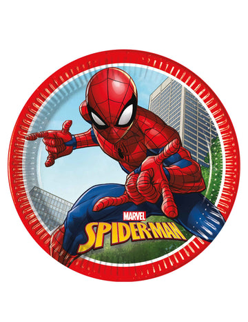 Piros és kék Spiderman Fighter kartontányérok gyerekeknek