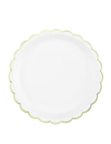 8 db fehér és arany színű, kagylómintás kartontányér, 23 cm