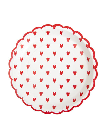 8 db apró szívecskés, kagylós kartontányér 23 cm