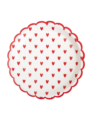 8 db apró szívecskés, kagylós kartontányér 23 cm