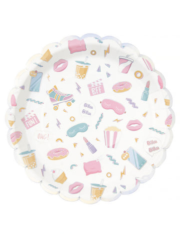 8 db kagylómintás karton pizsamapartitányér 23 cm irizáló mintákkal