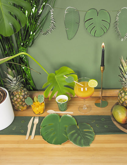 8 db trópusi levél papírtányér 23 cm