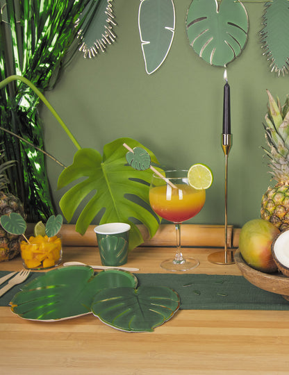 8 db trópusi levél papírtányér 23 cm