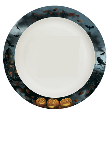 8 Assiettes en carton home compostable manoir hanté 24 cm halloween