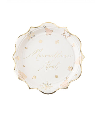 8 fehér és arany karácsonyi témájú tányér 23 cm karton