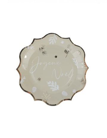 8 db szürkészöld karácsonyi botanikus tányér 23 cm Boldog Karácsonyt