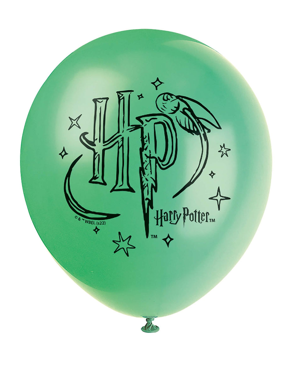Közelkép a Harry Potter latex lufik zöld lufijáról