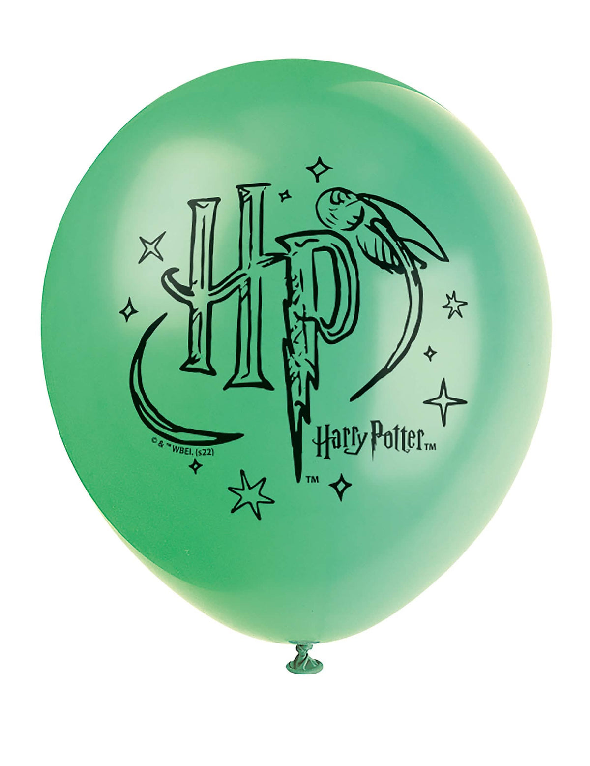 Közelkép a Harry Potter latex lufik zöld lufijáról