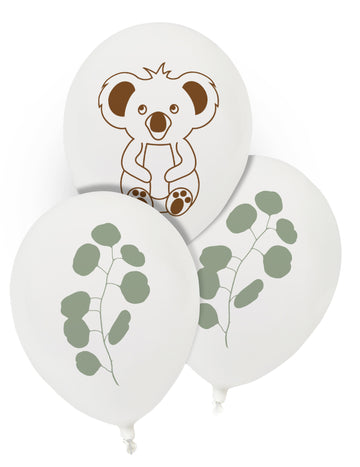8 koala és eukaliptusz mintás latex lufi, 25 cm 