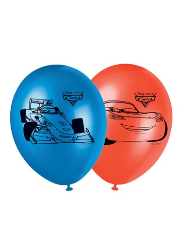 Ballons latex Cars pour enfant bleu et rouge